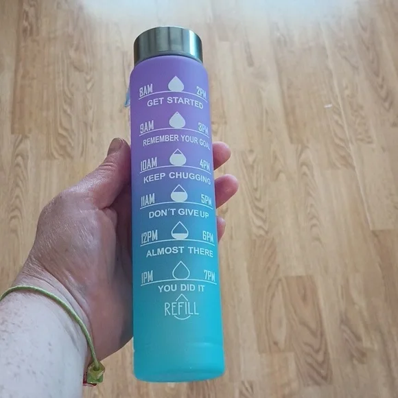 NEW 500ml Stay On Track Water Bottle Purple Blue Gradient Goal Achieveme… - Picture 2 of 3